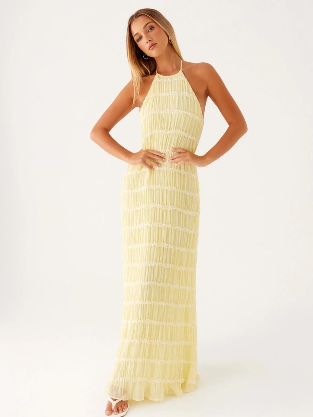 Halter Maxi Dress in Pale Yellow